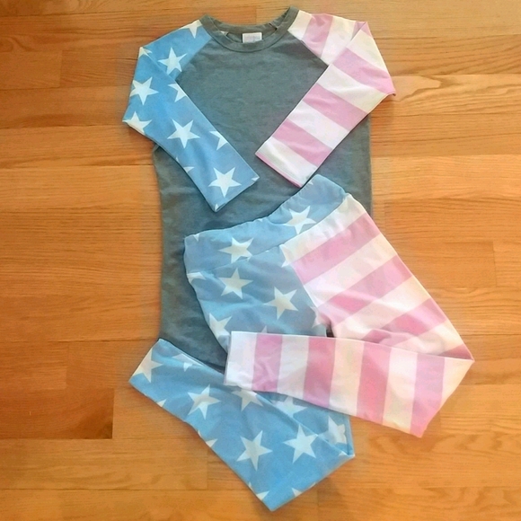 Lularoe Americana os leggings & xxs top - Picture 1 of 3